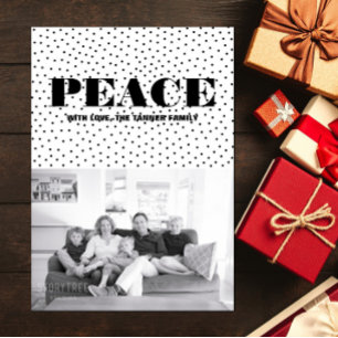 Dotted Peace Holiday Photo Card Black