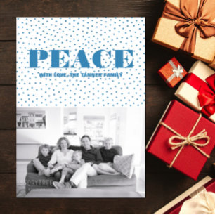 Dotted Peace Holiday Photo Card Blue