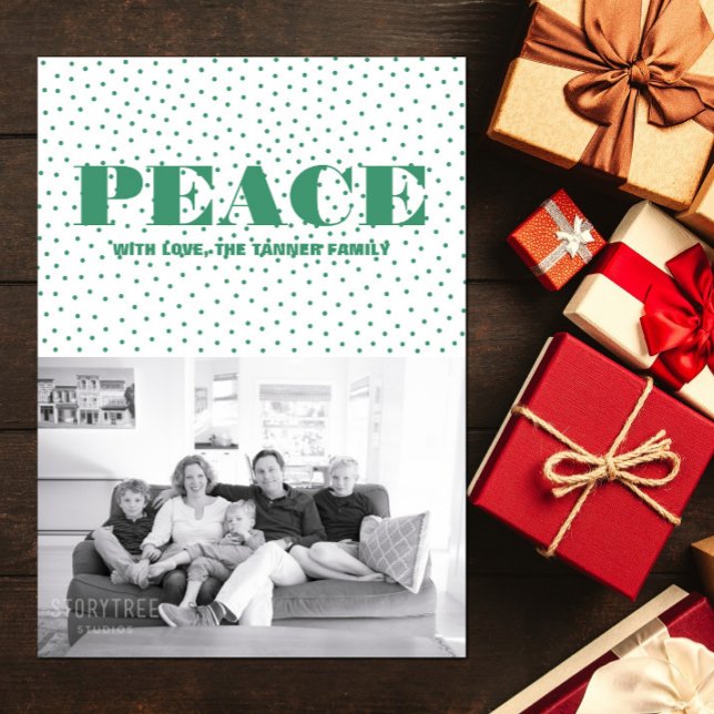 Dotted Peace Holiday Photo Card | Green (Dotted Peace Holiday Photo Card - Green)