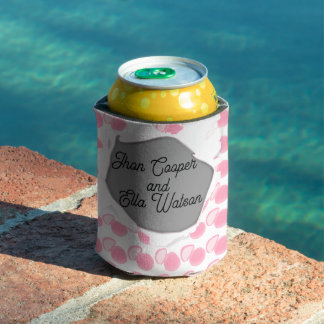 Dotted pink pastel aesthetic weeding can cooler