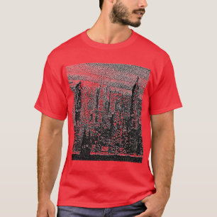 Dotted Pop Art Red New York City Artwork T-Shirt