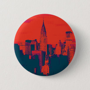 Dotted Red Retro Style Pop Art New York City 6 Cm Round Badge