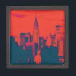 Dotted Red Retro Style Pop Art New York City Jewellery Box<br><div class="desc">Red Blue Retro New York City Midtown Old Style Image - Old Vintage Style New York Artworks</div>
