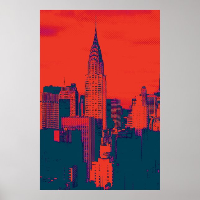 Dotted Red Retro Style Pop Art New York City Poster (Front)