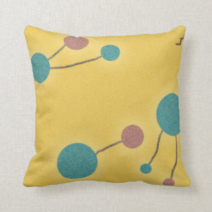 Dotted Retro Universe Yellow Cushion