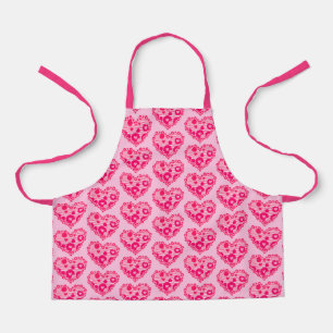Dotted Stripe Hearts Apron