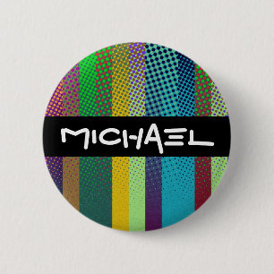 Dotted Stripes Pattern coloured + your ideas 6 Cm Round Badge