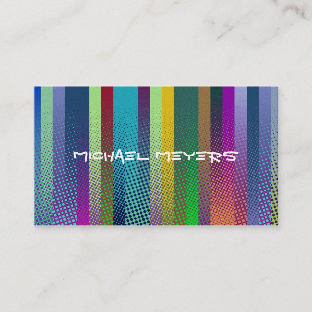 Dotted Stripes Pattern coloured + your ideas Business Card (Front)