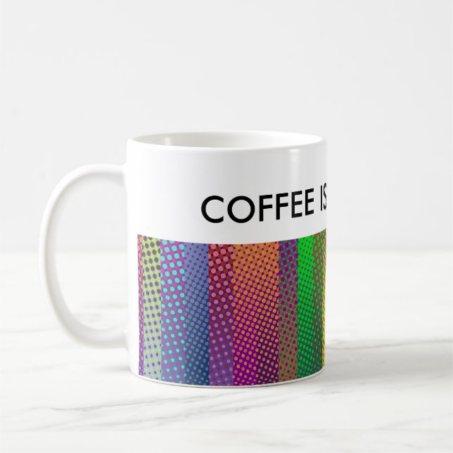 Dotted Stripes Pattern coloured + your ideas Coffee Mug (Left)