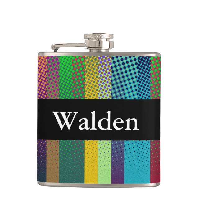Dotted Stripes Pattern coloured + your ideas Hip Flask (Front)