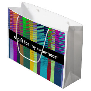 Dotted Stripes Pattern coloured + your ideas Large Gift Bag