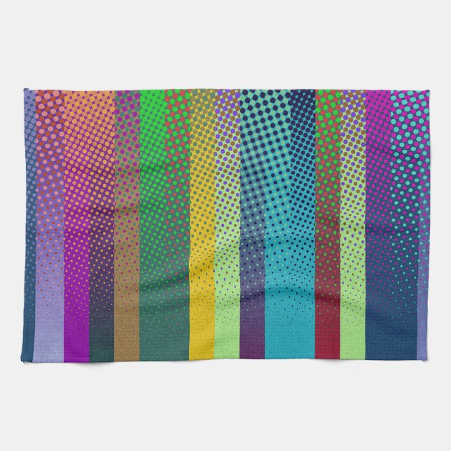 Dotted Stripes Pattern coloured + your ideas Tea Towel (Horizontal)