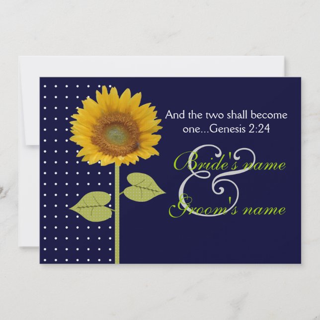 Dotted Sunflower 3 wedding Invitation (Front)