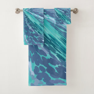 Dotted Turquoise X Pattern Bath Towel Set