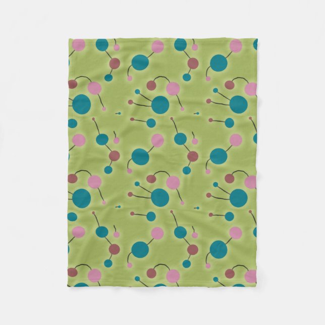 Dotted Universe Retro Green Fleece Blanket (Front)