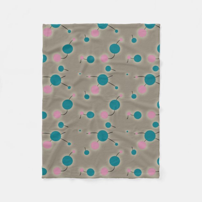 Dotted Universe Retro Grey Fleece Blanket (Front)