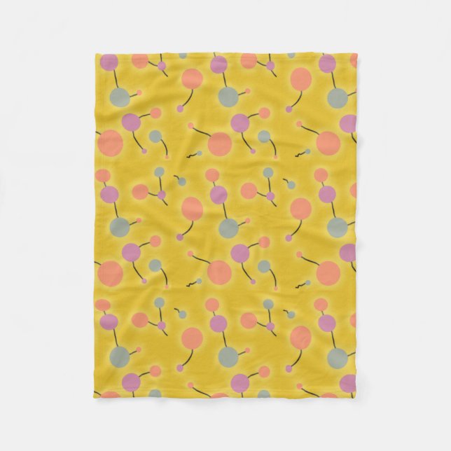 Dotted Universe Retro Yellow Fleece Blanket (Front)
