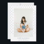Dotted Watercolor Frame Hanukkah Photo Holiday<br><div class="desc">Blue watercolor dotted frame,  Happy Hanukkah Holiday photo card. Features,  single photo on front and two photo template spaces on back of card with coordinating blue colour background.</div>