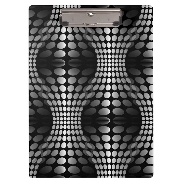 Dotted Waves Wallpaper black & white Clipboard (Front)