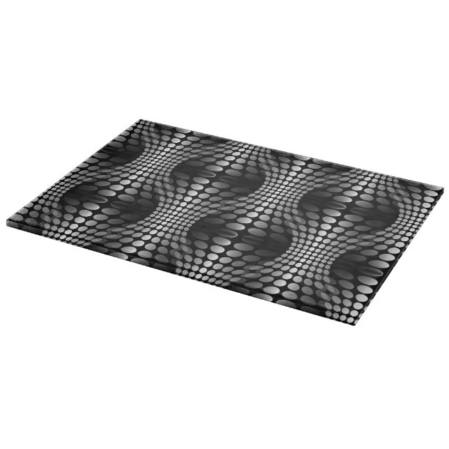 Dotted Waves Wallpaper black & white Cutting Board (Corner)