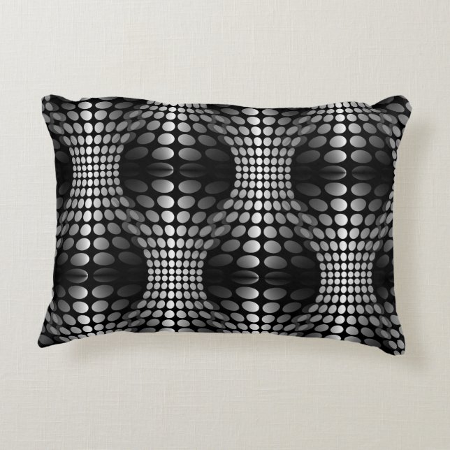 Dotted Waves Wallpaper black & white Decorative Cushion (Back)