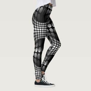Dotted Waves - Wallpaper black & white Leggings