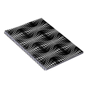 Dotted Waves Wallpaper black & white Notebook