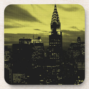 Dotted Yellow Black New York City Coaster