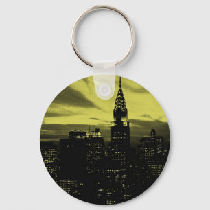 Dotted Yellow Black New York City Key Ring