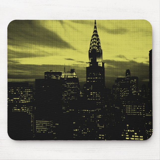 Dotted Yellow Black New York City Mouse Pad (Front)