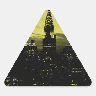 Dotted Yellow Black New York City Triangle Sticker