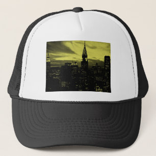 Dotted Yellow Black New York City Trucker Hat