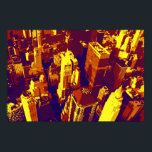 Dotted Yellow Blue Retro Pop Art NYC Roofs Poster<br><div class="desc">Yellow Brown Blue Retro New York City Midtown Old Style Image - Old Vintage Style New York Artworks</div>