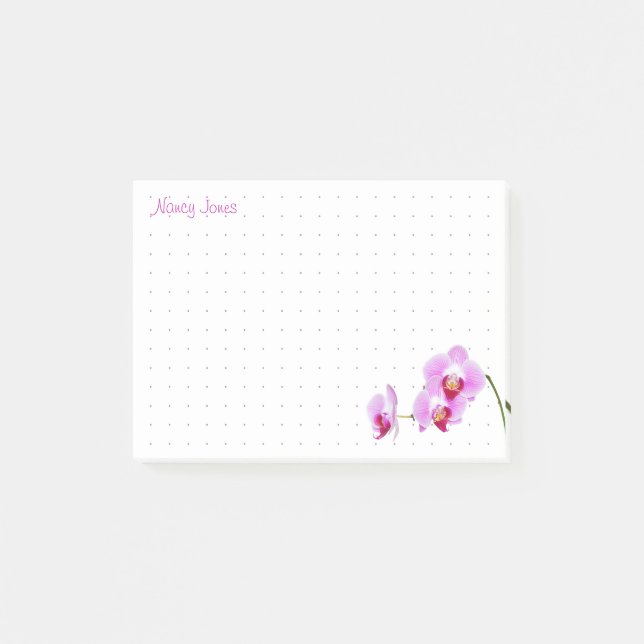 Dotted | Your Name - Orchid Floral Photography Post-it Notes (Front)