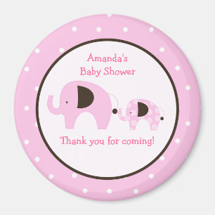 Dottie Elephant (Pink) 3-inch Round Favour Magnet