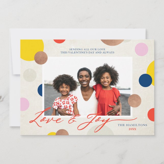 Dottie Love and Joy Family Photo Valentine's Day Holiday Card (Front)