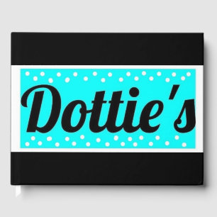 Dottie's Store Logo Guest Book (Black & Aqua)