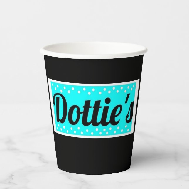 Dottie's Store Logo Paper Cups (Black & Aqua) (Front)