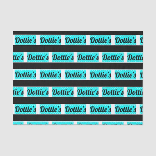 Dottie's Store Logo Tissue Paper (Black & Aqua) (Front)