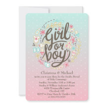 Dotty 2 Tone Watercolor Gender Reveal Invitation