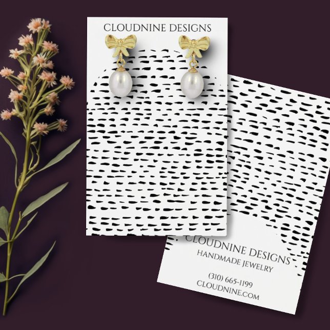 Dotty Arch Earring Necklace Jewellery Display Card (Earrings display card with inky dots and arch shapes. Customize with your contact info)