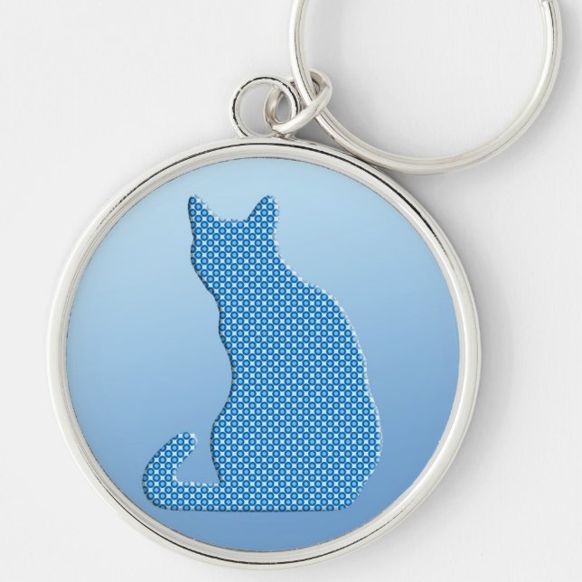 Dotty Cat - shades of blue Key Ring (Front)