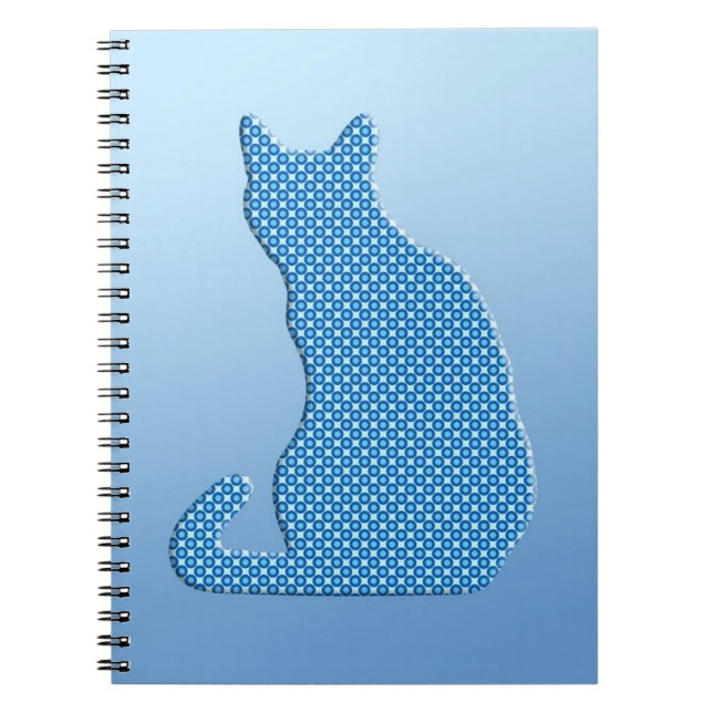 Dotty Cat - shades of blue Notebook (Front)