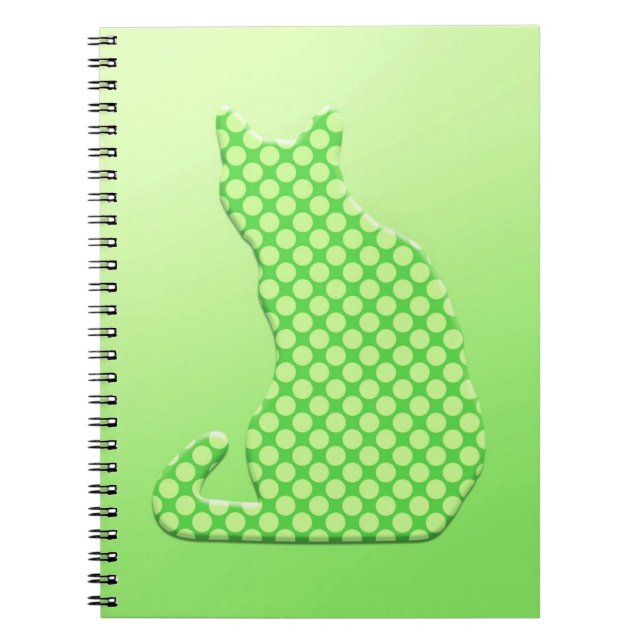 Dotty Cat - shades of lime green Notebook (Front)