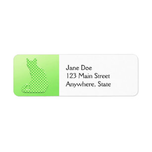 Dotty Cat - shades of lime green Return Address Label