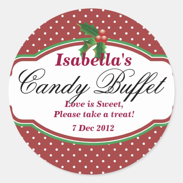 Dotty Christmas Candy Buffet Sticker (Front)