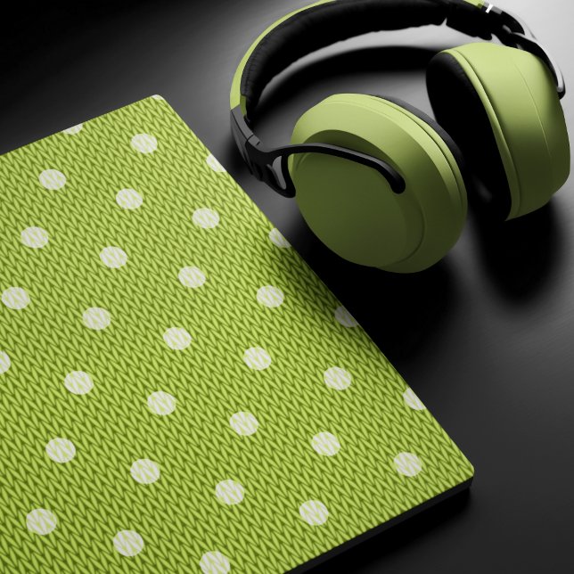 Dotty Delight Green Mouse Pad (A Dotty Delight Green Mouse Pad is on the desk. )