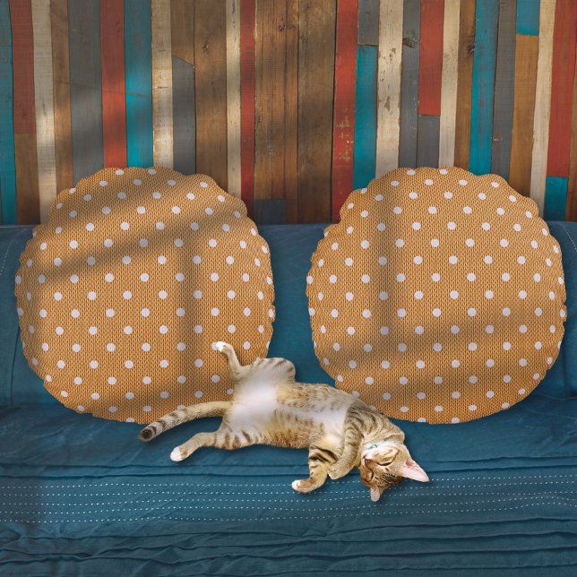 Dotty Delight Orange Round Cushion (Dotty Delight Orange Round Pillows on the sofa.)