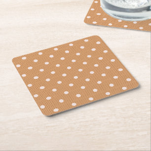 Dotty Delight Orange Square Paper Coaster