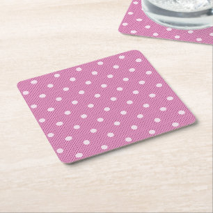 Dotty Delight Pink Square Paper Coaster